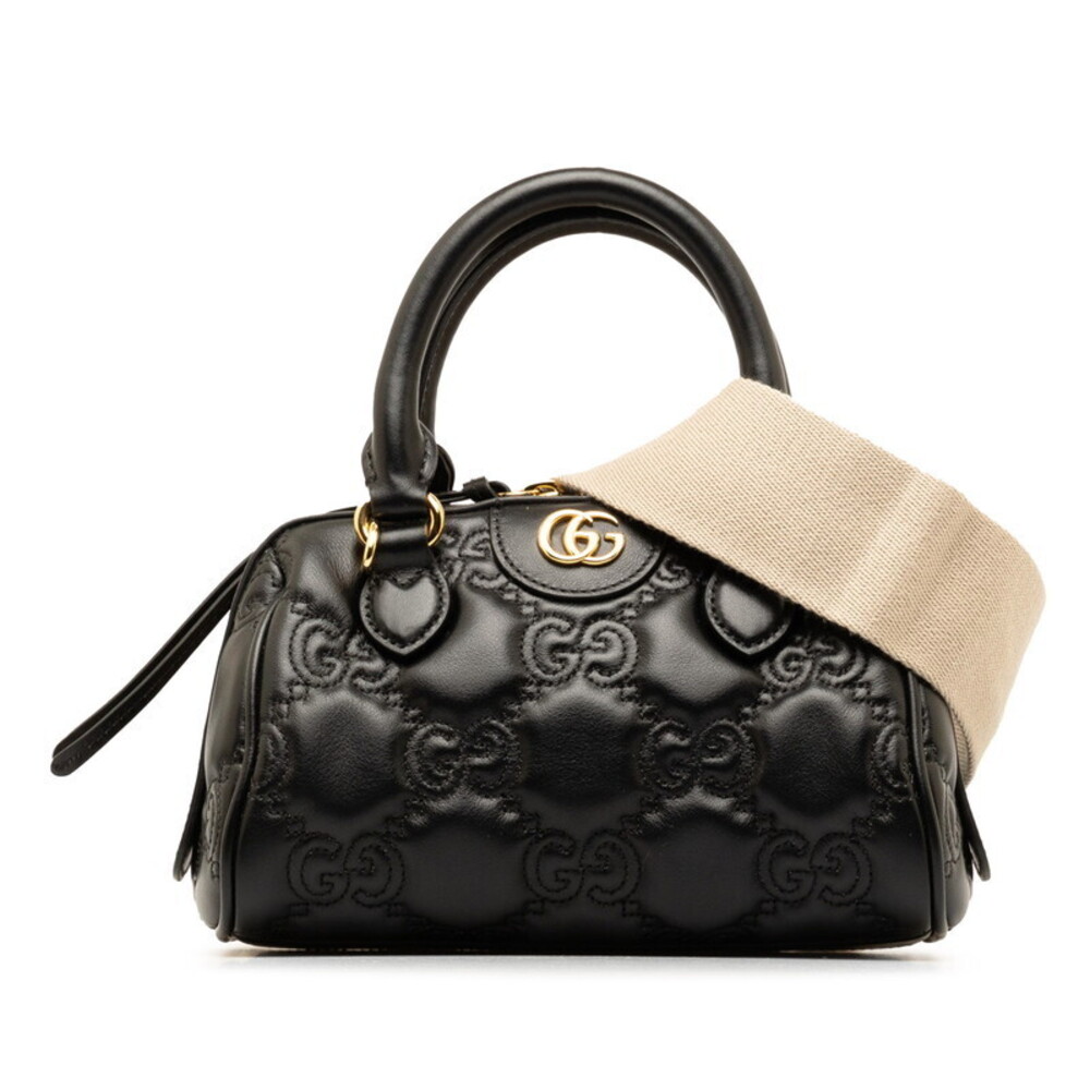 Gucci Handbag Bag Leather Black GG Quilted Shoulder Matelasse